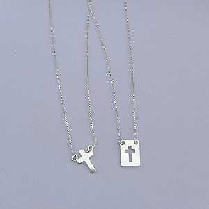 Escapulário Crucifixo em banho de prata silver