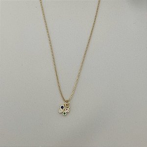 Colar infantil mini borboleta cravejada colorida em banho de ouro 18k