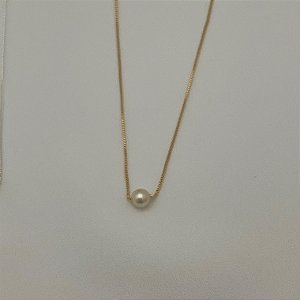 Colar uma bola peróla em banho de ouro 18k