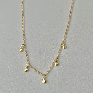 Colar infantil liso mini maçãs em banho de ouro 18k