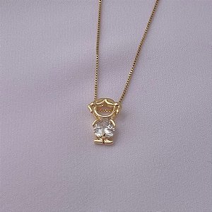 Colar menina com ponto de luz em banho de ouro 18k