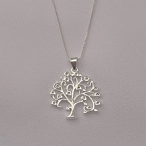 Colar árvore da vida cravejado em banho de prata silver