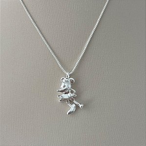 Colar minnie em banho de prata silver