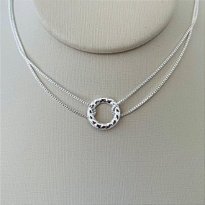 Colar pingente orgânico em banho de prata silver