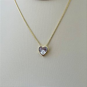 Colar de coração em ponto de luz em banho de ouro 18k