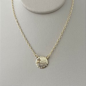 Colar medalha Pai Nosso com curz vazada em banho de ouro 18k