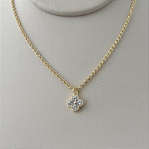 Colar de flor inspiração Van-Cleef em banho de ouro 18k