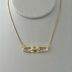 Colar inspiração Tiffany pingente engatados em banho de ouro 18k