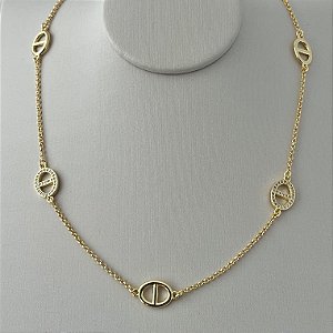 Colar inspiração cartier em banho de ouro 18k