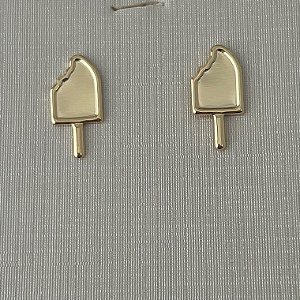 Brinco infantil de picolé liso em banho de ouro 18k