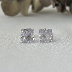 Brinco ponto de luz quadrado GG em banho de prata silver