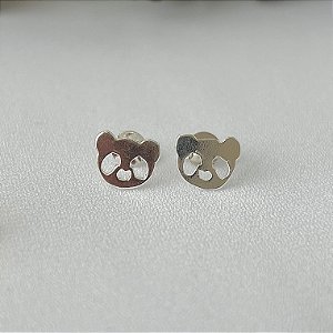 Brinco infantil de panda em banho de prata silver