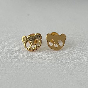 Brinco infantil de panda em banho de ouro 18k
