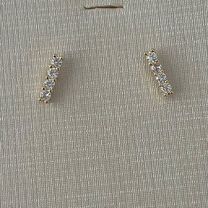 Brinco tubo cravejado em banho de ouro 18k