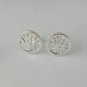 Brinco de árvore da vida vazado em banho de prata silver