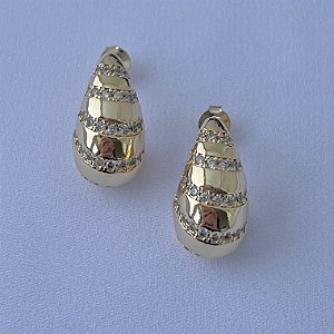Brinco de gota cravejada em banho de ouro 18k