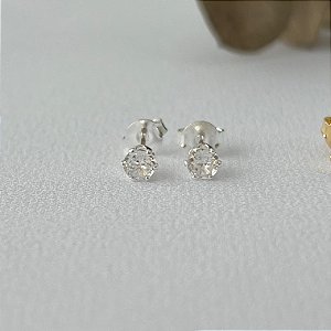 Brinco ponto de luz M em banho de prata silver