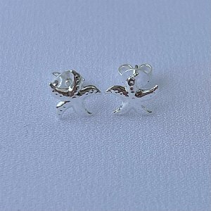 Brinco de estrela do mar em banho de prata silver