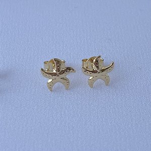 Brinco de estrela do mar em banho de ouro 18k