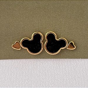 Dupla mickey em banho de ouro 18k