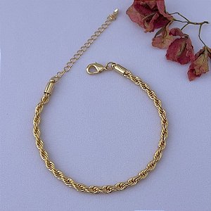 Pulseira cordão baiano G em banho de ouro 18k