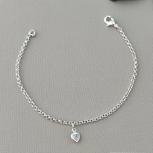 Pulseira infantil de coração em banho de prata silver
