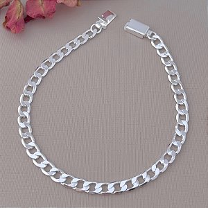 Pulseira masculina elos grumet G em banho de prata silver