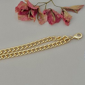 Pulseira dupla de elos grumet em banho de ouro 18k