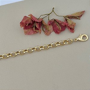 Pulseira de elos redondos M em banho de ouro 18k