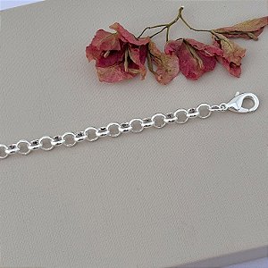 Pulseira de elos redondos M em banho de prata silver