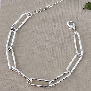 Pulseira de elos retangulares G em banho de banho de prata silver