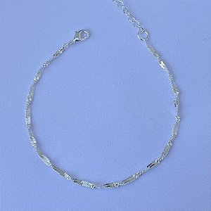Pulseira fita malhada em banho de prata silver