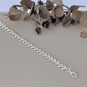 Pulseira de folhas em banho de prata silver