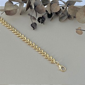 Pulseira de folhas em banho de ouro 18k