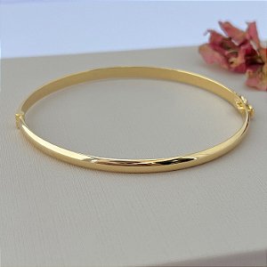 Bracelete liso achatado P em banho de ouro 18k