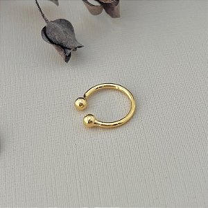Piercing fake liso com bolinhas em banho de ouro 18k