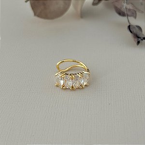 Piercing fake liso com zircônias em banho de ouro 18k