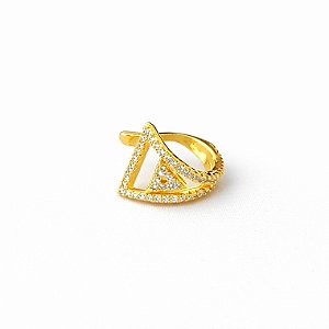 Piercing fake triangulo cravejado em banho de ouro 18k