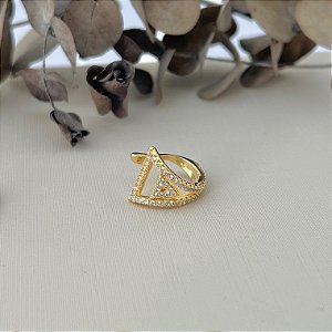 Piercing fake triangulo cravejado em banho de ouro 18k