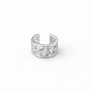 Piercing fake formas geométricas cravejado em banho de prata silver