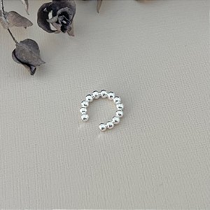Piercing fake de bolinhas em banho de prata silver