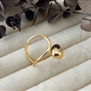 Anel aro 21 gotas lisa e vazada em banho de ouro 18k