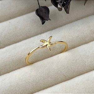 Anel aro 16,5 estrela do mar em banho de ouro 18k