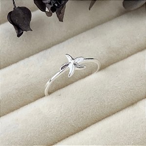 Anel aro 20,5 estrela do mar em banho de prata silver