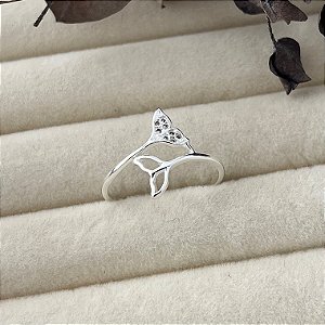 Anel aro 21 rabo de sereia liso e cravejado em banho de prata silver