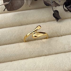 Anel aro 19 gotas entrelaçadas em banho de ouro 18k