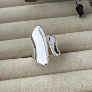 Anel aro 14 orgânico chapa em banho de prata silver