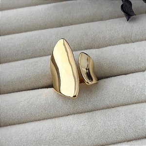 Anel aro 13,5 orgânico chapa em banho de ouro 18k