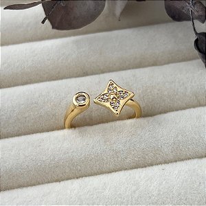 Anel aro 19 inspiração Louis Vuitton em banho de ouro 18k