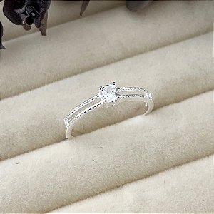 Anel aro 19,5 solitário vazado em banho de prata silver